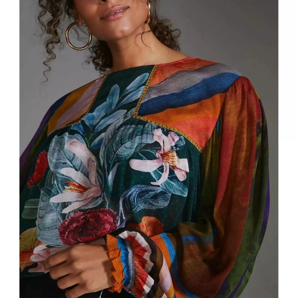 Anthropologie Floral Patchwork Blouse - Picture 2 of 5